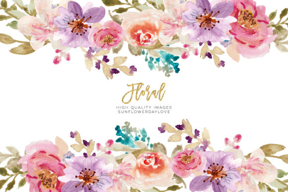 Beautiful Pink Lilac Watercolor Clipart