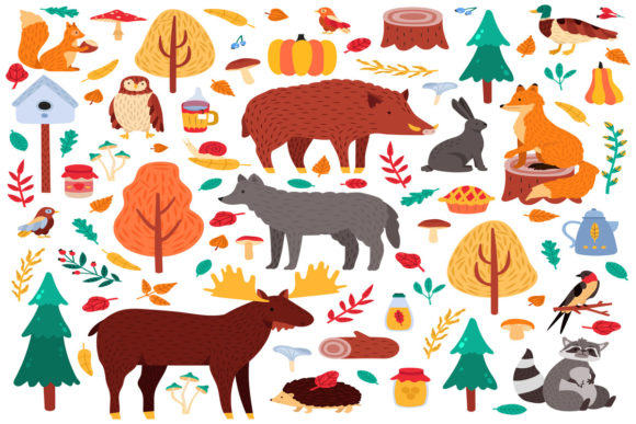 Cartoon Autumn Animals: A Versatile Vector Asset for Creative Projects