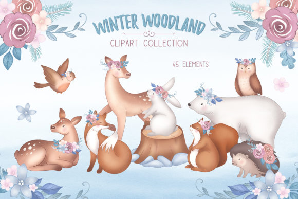 Elevate Your Creative Projects with Hand-Painted Winter Woodland Animals Clipart