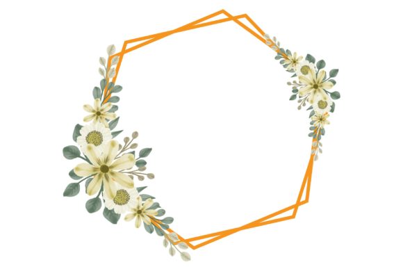 Gold Frame with Yellow Flower Bouquet Artwork