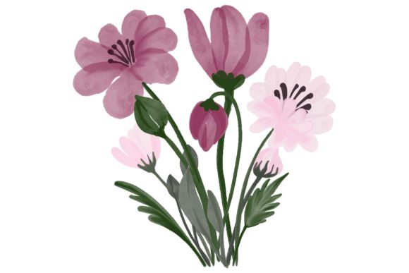 Harnessing a Pink Flower Watercolor Arrangement for Creative Projects