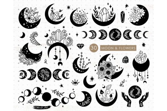 Moon Flowers and Crystals Mystical SVG: Unlocking Creative Magic
