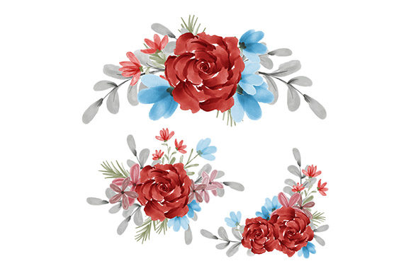 The Versatile Watercolor Red Flower Arrangement Set: A Digital Design Tool