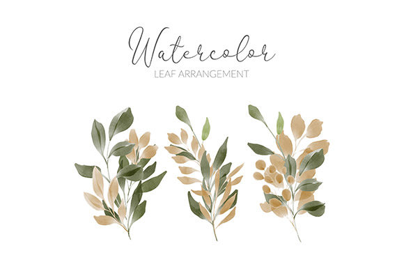 Watercolor Golden Leaf Arrangement Set: The Digital Creator's Asset